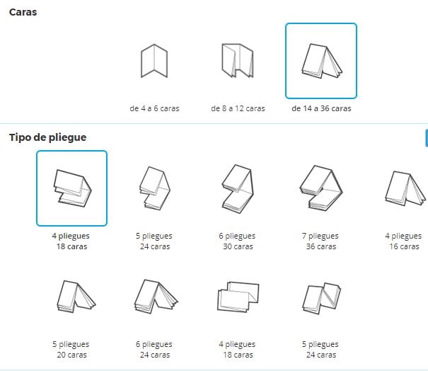 Cómo hacer un Folleto: los pliegues Interfaz para crear un Folleto online en Pixartprinting